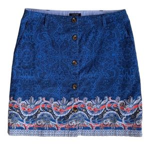 lands end button down paisley skirt